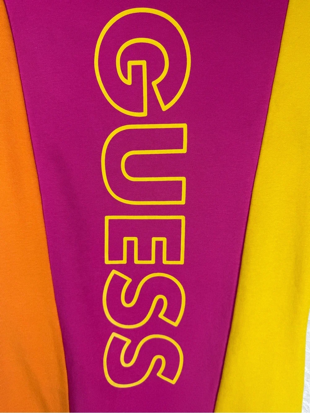 GUESS Colorblock Pink Orange Yellow Logo Dress - Picture 7 of 8